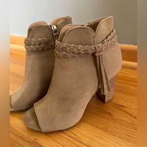 Xoxo Tan Ankle Booties with Peep Toe